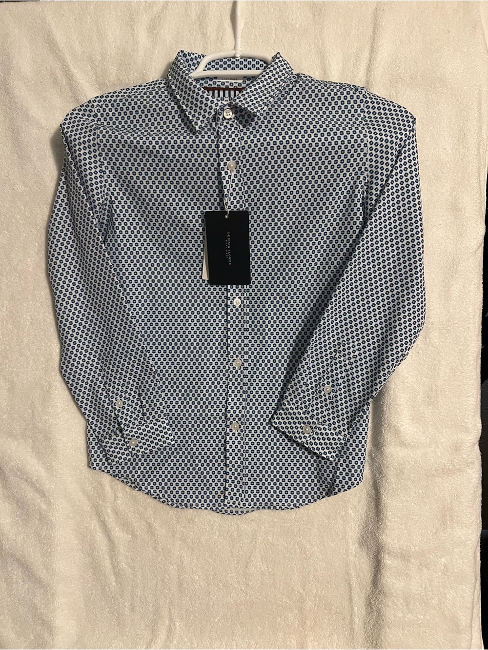 Denim & Flower Navy and White Geometric Button-Down Shirt